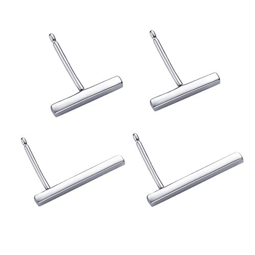 SLUYNZ 925 Sterling Silber Bar Ohrstecker Set für Frauen Mädchen Zwei Paar Quadratische Flache Bar Ohrstecker von SLUYNZ