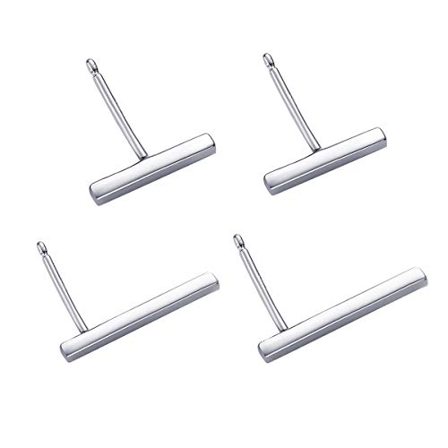 SLUYNZ 925 Sterling Silber Bar Ohrstecker Set für Frauen Damen Zwei Paar Quadratische Flache Bar Ohrstecker von SLUYNZ