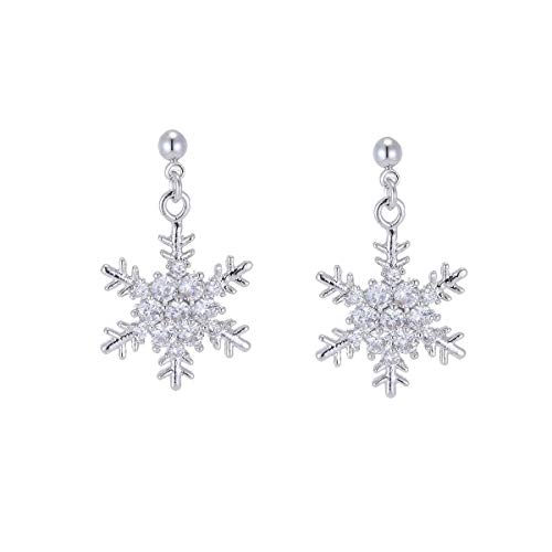 SLUYNZ Schneeflocken-Ohrstecker aus 925er Sterlingsilber, funkelnde Zirkonia, für Damen, Teenager, Mädchen, Schneeflocken-Ohrringe, Zirkonia, Zirkonia von SLUYNZ