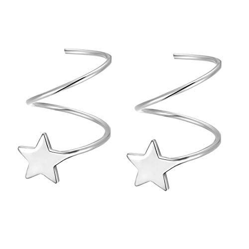 SLUYNZ 925 Sterling Silber Mode Ohrringe Stern Ohrringe für Frauen Damen Piercing Wickelohrringe… (A-Silver) von SLUYNZ