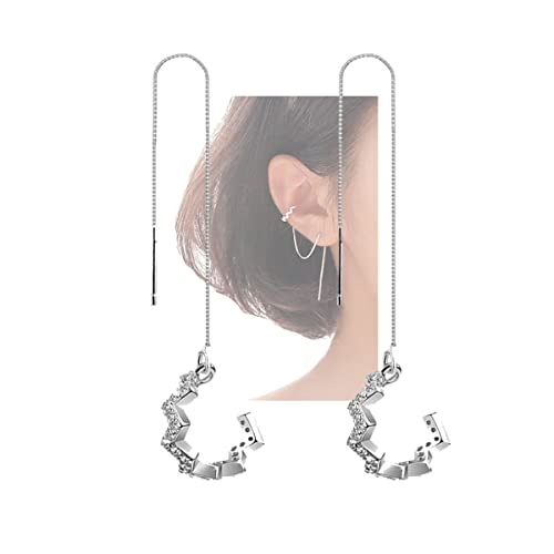 SLUYNZ 925 Sterling Silber Manschetten Ohrringe Kette Tropfen Quaste Ohrringe für Frauen Mädchen Ohrringe Einfädler Kette Ohrringe von SLUYNZ