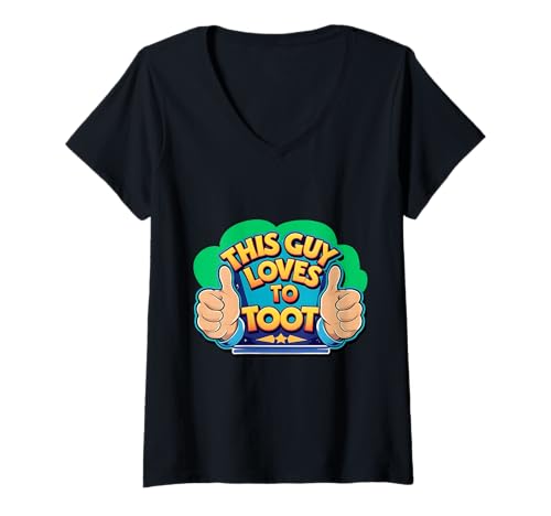Damen Väter Humor Herren Furz Witz Geschenke (This Guy Loves to Toot) T-Shirt mit V-Ausschnitt von Fart Joke Gifts Store