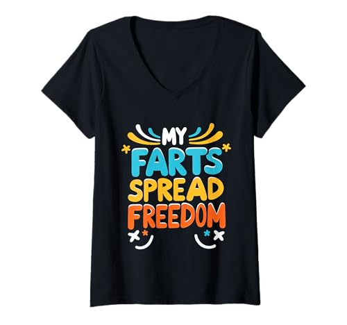 Damen My Farts Spread Freedom Hilarious Patriotic Expression |- T-Shirt mit V-Ausschnitt Damen My Farts Spread Freedom Hilarious Patriotic Expression |- T-Shirt mit V-Ausschnitt von Fart -Wortspiel Humor