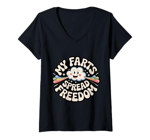 Damen My Farts Spread Freedom Hilarious Patriotic Expression - T-Shirt mit V-Ausschnitt Damen My Farts Spread Freedom Hilarious Patriotic Expression - T-Shirt mit V-Ausschnitt von Fart -Wortspiel Humor