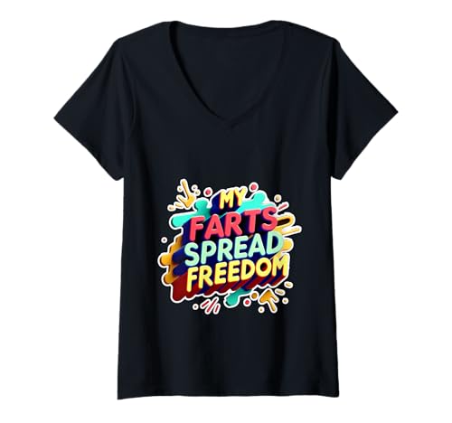 Damen My Farts Spread Freedom Lustiger patriotischer Ausdruck ||- T-Shirt mit V-Ausschnitt Damen My Farts Spread Freedom Lustiger patriotischer Ausdruck ||- T-Shirt mit V-Ausschnitt von Fart -Wortspiel Humor