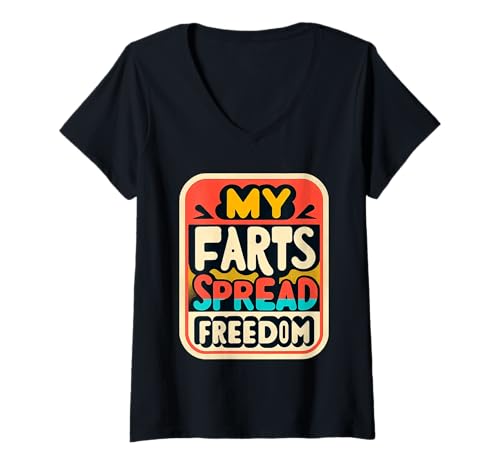 Damen My Farts Spread Freedom Lustiger patriotischer Ausdruck ||- T-Shirt mit V-Ausschnitt Damen My Farts Spread Freedom Lustiger patriotischer Ausdruck ||- T-Shirt mit V-Ausschnitt von Fart -Wortspiel Humor