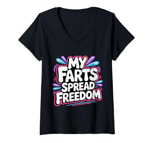 Damen My Farts Spread Freedom Lustiger patriotischer Ausdruck - T-Shirt mit V-Ausschnitt Damen My Farts Spread Freedom Lustiger patriotischer Ausdruck - T-Shirt mit V-Ausschnitt von Fart -Wortspiel Humor