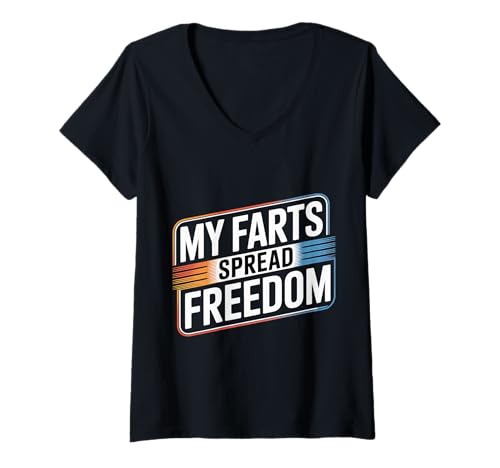 Damen My Farts Spread Freedom Lustiger patriotischer Ausdruck |- T-Shirt mit V-Ausschnitt Damen My Farts Spread Freedom Lustiger patriotischer Ausdruck |- T-Shirt mit V-Ausschnitt von Fart -Wortspiel Humor