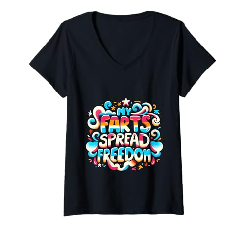 Damen My Farts Spread Freedom |- T-Shirt mit V-Ausschnitt Damen My Farts Spread Freedom |- T-Shirt mit V-Ausschnitt von Fart -Wortspiel Humor