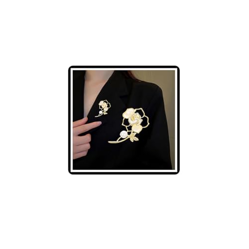 Perle Rose Blume Brosche Kristall Schmetterling Weizenohr Corsage Strass Kamelie Anzug Rock Mantel Abzeichen Accessoires für Frauen Damen (Gold C) von Faruodis