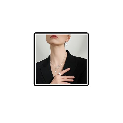 Perlenkette Ohrringe Sets 4Pcs Vintage Blatt Anhänger Halskette Kette Faux Pearl Ring Schmuck für Damen Frauen von Faruodis