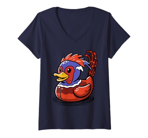 Damen Fasan Badeente T-Shirt mit V-Ausschnitt Damen Fasan Badeente T-Shirt mit V-Ausschnitt von Fasan Duckling
