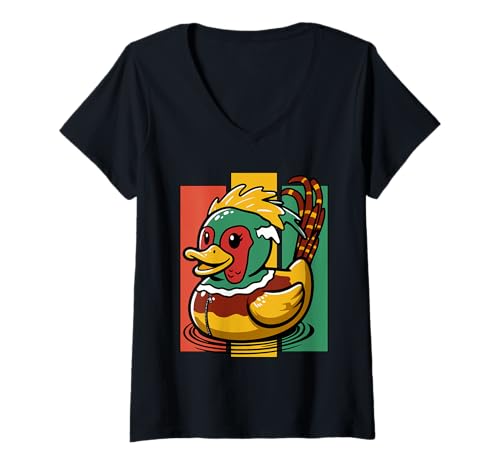 Damen Fasan Badeente T-Shirt mit V-Ausschnitt Damen Fasan Badeente T-Shirt mit V-Ausschnitt von Fasan Duckling