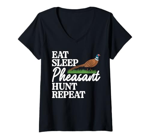 Damen Eat Sleep Pheasant Hunt Repeat T-Shirt mit V-Ausschnitt Damen Eat Sleep Pheasant Hunt Repeat T-Shirt mit V-Ausschnitt von Fasan Jagd Design Idee