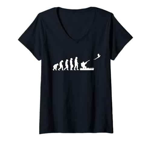 Damen Evolution Pheasant Hunting T-Shirt mit V-Ausschnitt Damen Evolution Pheasant Hunting T-Shirt mit V-Ausschnitt von Fasan Jagd Design Idee