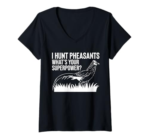 Damen I Hunt Pheasants Whats Your Superpower? T-Shirt mit V-Ausschnitt Damen I Hunt Pheasants Whats Your Superpower? T-Shirt mit V-Ausschnitt von Fasan Jagd Design Idee
