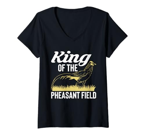Damen King Of The Pheasant Field T-Shirt mit V-Ausschnitt von Fasan Jagd Design Idee