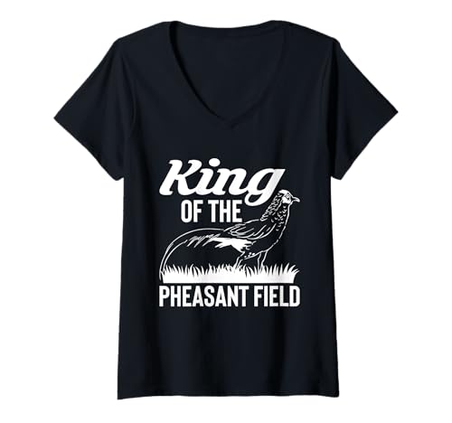 Damen King Of The Pheasant Field T-Shirt mit V-Ausschnitt von Fasan Jagd Design Idee