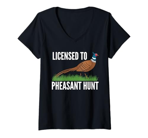 Damen Licensed To Pheasant Hunt T-Shirt mit V-Ausschnitt Damen Licensed To Pheasant Hunt T-Shirt mit V-Ausschnitt von Fasan Jagd Design Idee