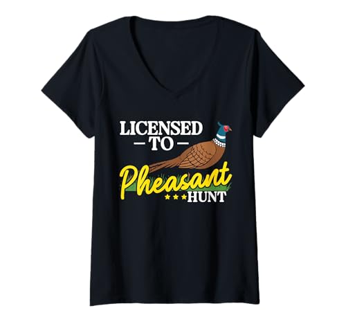 Damen Licensed To Pheasant Hunt T-Shirt mit V-Ausschnitt Damen Licensed To Pheasant Hunt T-Shirt mit V-Ausschnitt von Fasan Jagd Design Idee