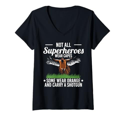 Damen Not All Superheroes Wear Capes Pheasant Hunting T-Shirt mit V-Ausschnitt Damen Not All Superheroes Wear Capes Pheasant Hunting T-Shirt mit V-Ausschnitt von Fasan Jagd Design Idee