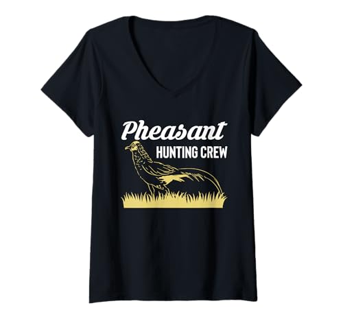 Damen Pheasant Hunting Crew T-Shirt mit V-Ausschnitt von Fasan Jagd Design Idee