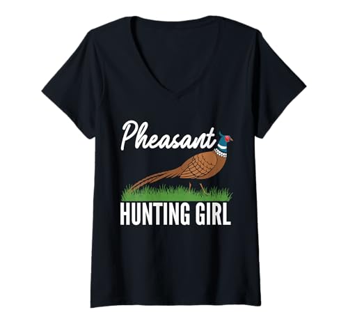 Damen Pheasant Hunting Girl T-Shirt mit V-Ausschnitt Damen Pheasant Hunting Girl T-Shirt mit V-Ausschnitt von Fasan Jagd Design Idee