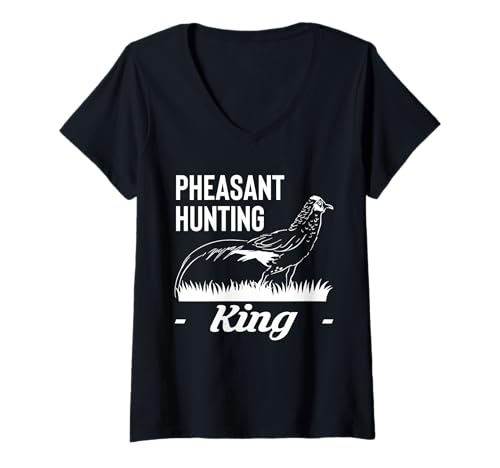 Damen Pheasant Hunting King T-Shirt mit V-Ausschnitt von Fasan Jagd Design Idee