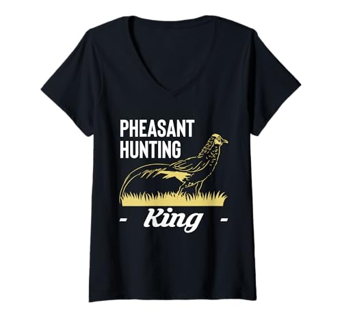 Damen Pheasant Hunting King T-Shirt mit V-Ausschnitt von Fasan Jagd Design Idee