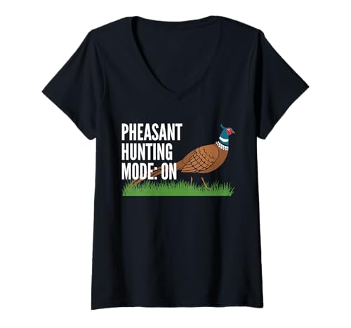 Damen Pheasant Hunting Mode On T-Shirt mit V-Ausschnitt Damen Pheasant Hunting Mode On T-Shirt mit V-Ausschnitt von Fasan Jagd Design Idee