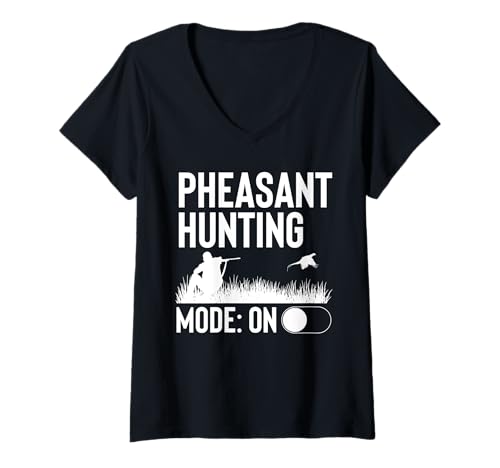 Damen Pheasant Hunting Mode On T-Shirt mit V-Ausschnitt Damen Pheasant Hunting Mode On T-Shirt mit V-Ausschnitt von Fasan Jagd Design Idee