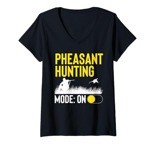 Damen Pheasant Hunting Mode On T-Shirt mit V-Ausschnitt Damen Pheasant Hunting Mode On T-Shirt mit V-Ausschnitt von Fasan Jagd Design Idee