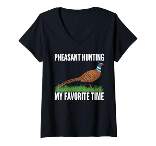 Damen Pheasant Hunting My Favorite Time T-Shirt mit V-Ausschnitt Damen Pheasant Hunting My Favorite Time T-Shirt mit V-Ausschnitt von Fasan Jagd Design Idee