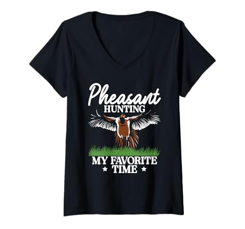 Damen Pheasant Hunting My Favorite Time T-Shirt mit V-Ausschnitt Damen Pheasant Hunting My Favorite Time T-Shirt mit V-Ausschnitt von Fasan Jagd Design Idee