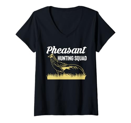 Damen Pheasant Hunting Squad T-Shirt mit V-Ausschnitt von Fasan Jagd Design Idee