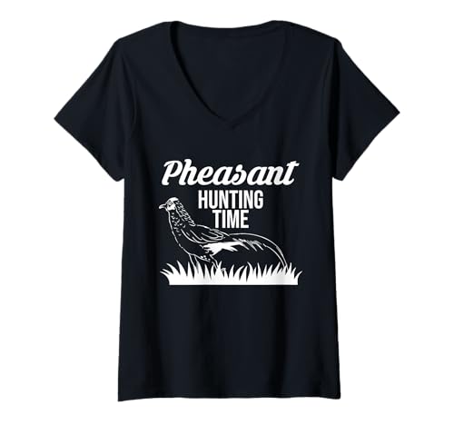 Damen Pheasant Hunting Time T-Shirt mit V-Ausschnitt Damen Pheasant Hunting Time T-Shirt mit V-Ausschnitt von Fasan Jagd Design Idee