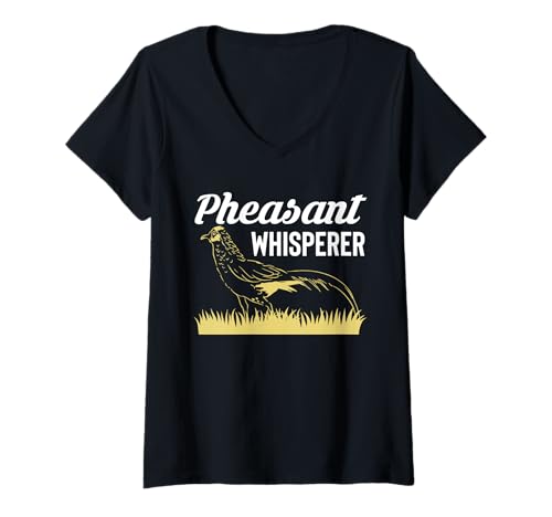 Damen Pheasant Hunting Whisperer T-Shirt mit V-Ausschnitt von Fasan Jagd Design Idee