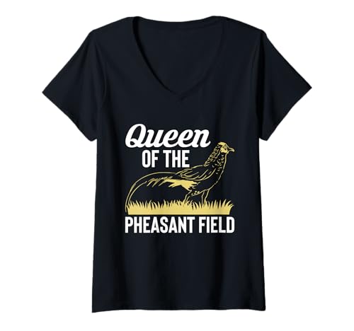 Damen Queen Of The Pheasant Field T-Shirt mit V-Ausschnitt von Fasan Jagd Design Idee