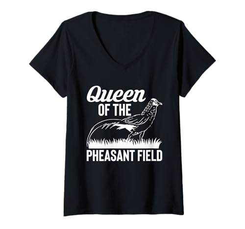 Damen Queen Of The Pheasant Field T-Shirt mit V-Ausschnitt von Fasan Jagd Design Idee