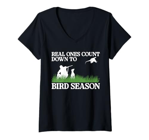 Damen Real Ones Count Down To Bird Season Pheasant Hunting T-Shirt mit V-Ausschnitt Damen Real Ones Count Down To Bird Season Pheasant Hunting T-Shirt mit V-Ausschnitt von Fasan Jagd Design Idee