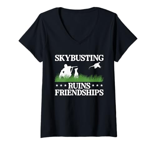 Damen Skybusting Ruins Friendships Pheasant Hunting T-Shirt mit V-Ausschnitt Damen Skybusting Ruins Friendships Pheasant Hunting T-Shirt mit V-Ausschnitt von Fasan Jagd Design Idee