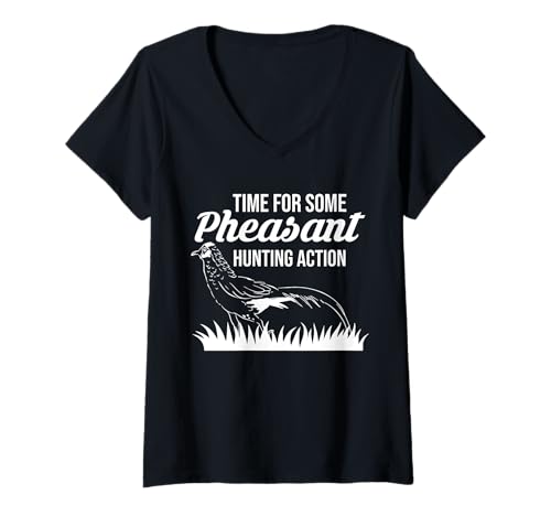 Damen Time For Some Pheasant Hunting Action T-Shirt mit V-Ausschnitt von Fasan Jagd Design Idee