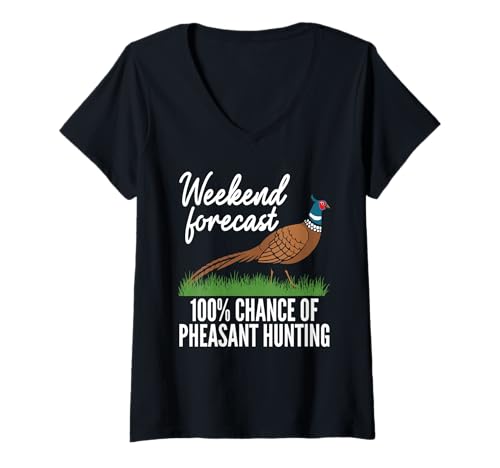 Damen Weekend Forecast 100% Chance Of Pheasant Hunting T-Shirt mit V-Ausschnitt Damen Weekend Forecast 100% Chance Of Pheasant Hunting T-Shirt mit V-Ausschnitt von Fasan Jagd Design Idee