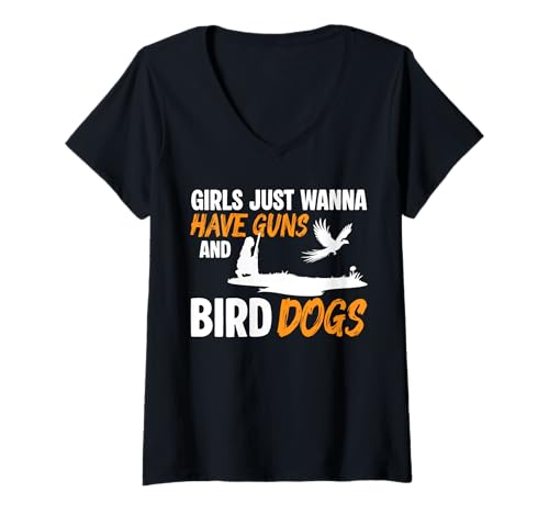 Damen Girls Just Wanna Have Guns Pheasant Hunting T-Shirt mit V-Ausschnitt Damen Girls Just Wanna Have Guns Pheasant Hunting T-Shirt mit V-Ausschnitt von Fasan Jagd Design Ideen