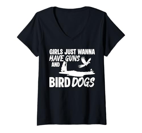 Damen Girls Just Wanna Have Guns Pheasant Hunting T-Shirt mit V-Ausschnitt Damen Girls Just Wanna Have Guns Pheasant Hunting T-Shirt mit V-Ausschnitt von Fasan Jagd Design Ideen