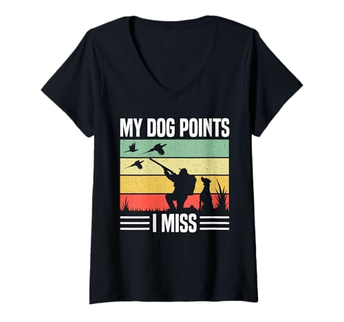 Damen My Dog Points I Miss Pheasant Hunting T-Shirt mit V-Ausschnitt Damen My Dog Points I Miss Pheasant Hunting T-Shirt mit V-Ausschnitt von Fasan Jagd Design Ideen