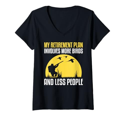 Damen My Retirement Plan Involves More Birds Pheasant Hunting T-Shirt mit V-Ausschnitt Damen My Retirement Plan Involves More Birds Pheasant Hunting T-Shirt mit V-Ausschnitt von Fasan Jagd Design Ideen