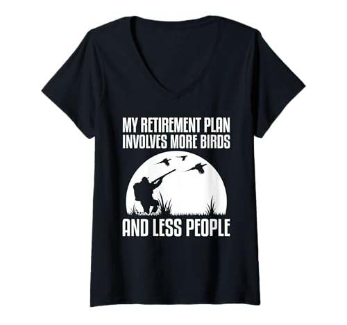 Damen My Retirement Plan Involves More Birds Pheasant Hunting T-Shirt mit V-Ausschnitt Damen My Retirement Plan Involves More Birds Pheasant Hunting T-Shirt mit V-Ausschnitt von Fasan Jagd Design Ideen
