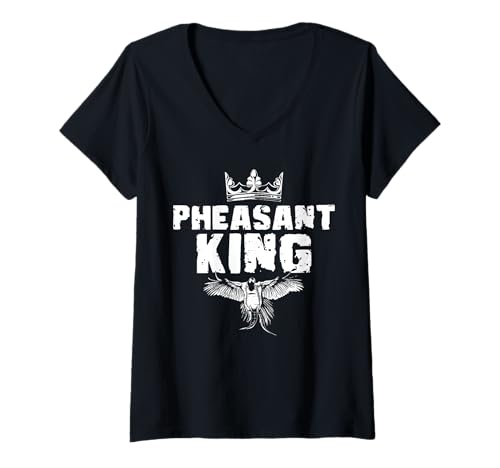 Damen Pheasant Hunting King T-Shirt mit V-Ausschnitt Damen Pheasant Hunting King T-Shirt mit V-Ausschnitt von Fasan Jagd Design Ideen