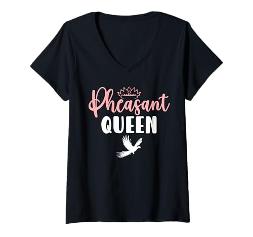 Damen Pheasant Hunting Queen T-Shirt mit V-Ausschnitt Damen Pheasant Hunting Queen T-Shirt mit V-Ausschnitt von Fasan Jagd Design Ideen